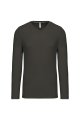 Heren T-shirt lange mouw V Hals Kariban K358 DARK GREY